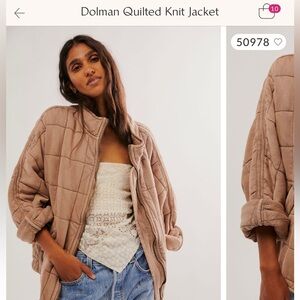Free People Dolman Quilted Knit Jacket - Tan